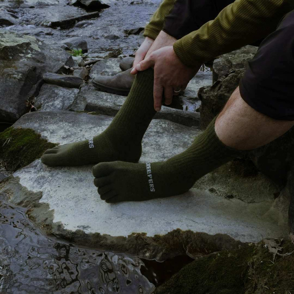 Olive drab merino toe socks